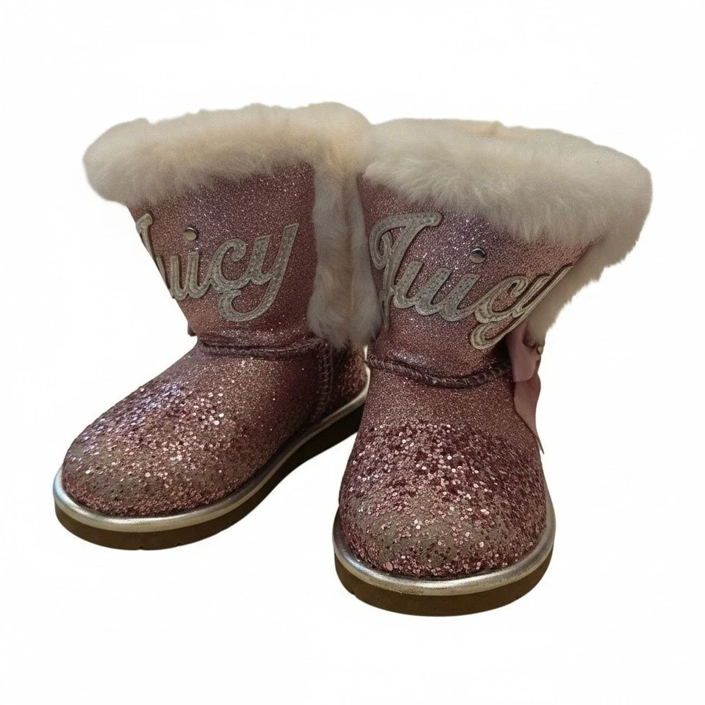Juicy Couture Toddler Boots SZ 6M Style CB1350 Faux Fur McBling Barbiecore glam